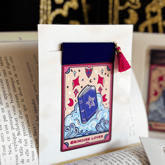 Marque-page magnétique, Grimoire Lover Grand, avec pompon