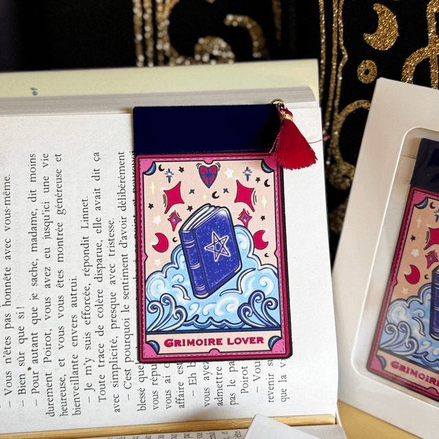 Marque-page magnétique, Grimoire Lover Grand, avec pompon