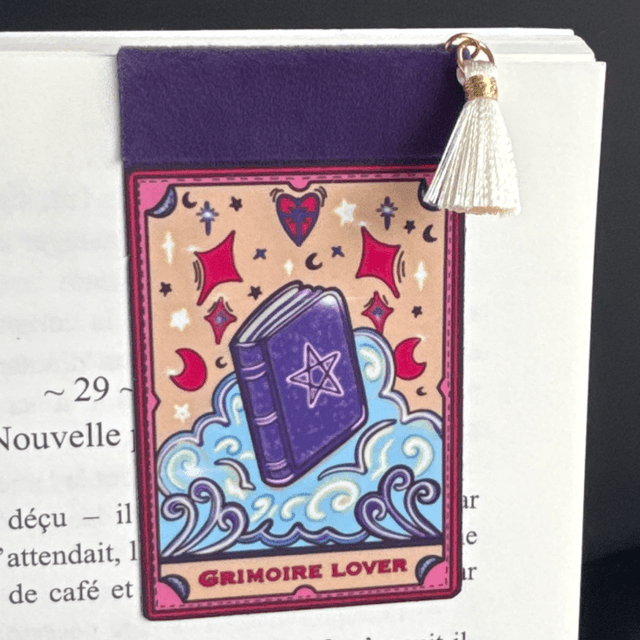 Marque-pages, magnétique, Grimoire Lover, avec pompon