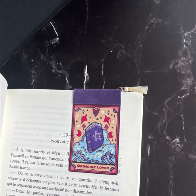 Marque-pages, magnétique, Grimoire Lover, avec pompon