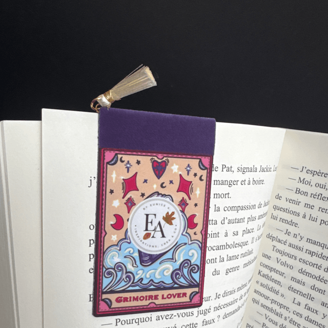 Marque-pages, magnétique, Grimoire Lover, avec pompon