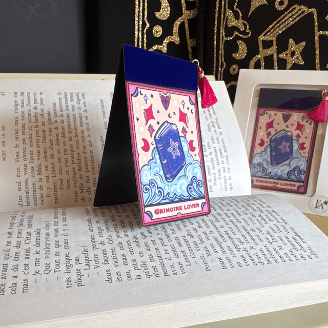 Marque-page magnétique, Grimoire Lover Grand, avec pompon