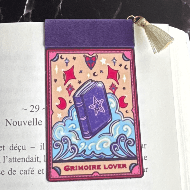 Marque-pages, magnétique, Grimoire Lover, avec pompon