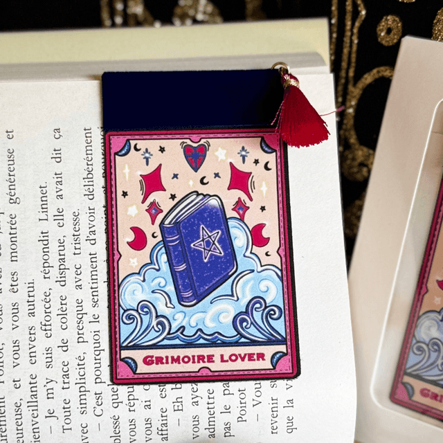 Marque-page magnétique, Grimoire Lover Grand, avec pompon